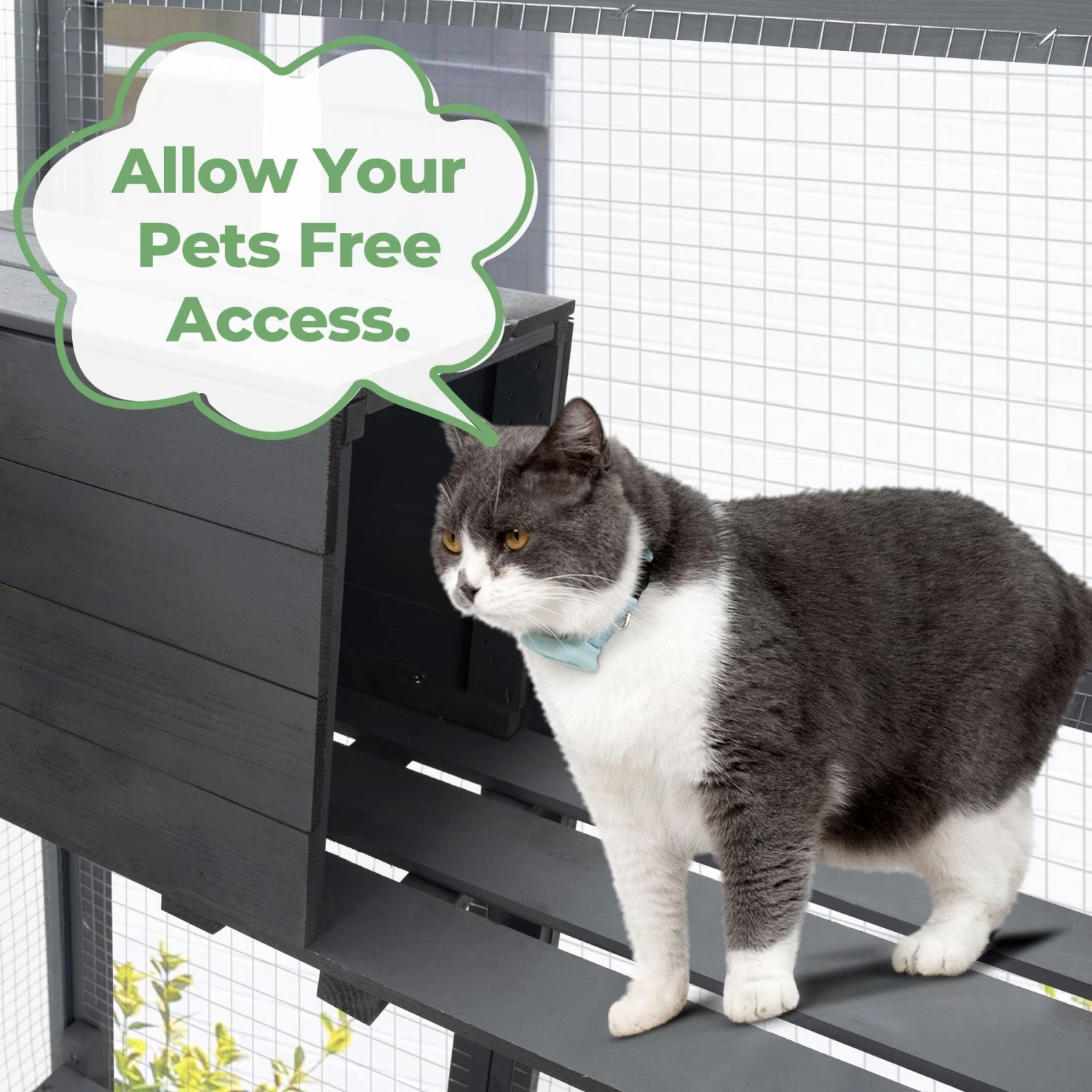 Coziwow Patio Outdoor Cat Playpen, Grey, Large 8 Coziwow Patio Outdoor Cat Playpen, Grey, Large - Image 6