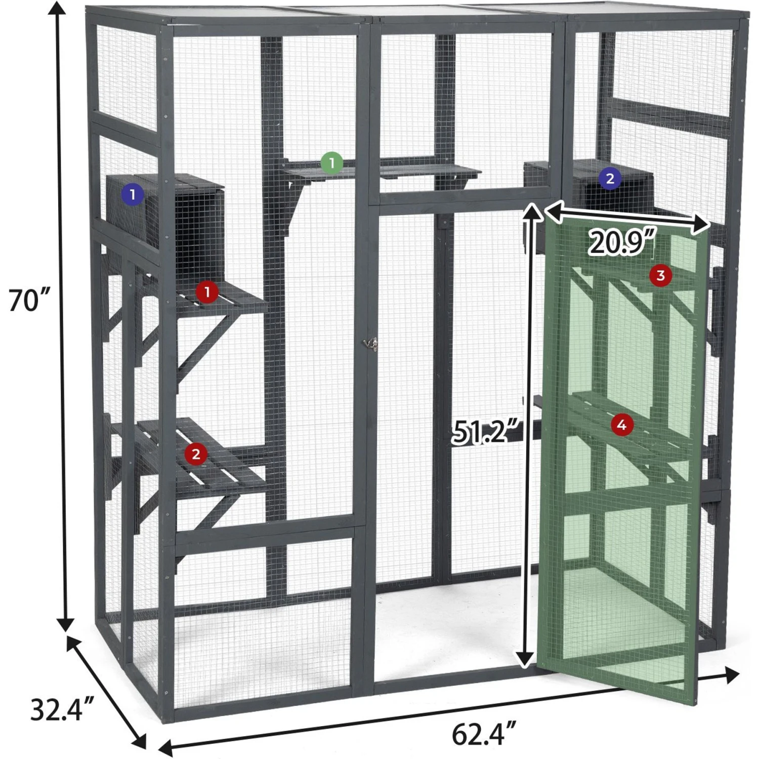 Coziwow Patio Outdoor Cat Playpen, Grey, Large 9 Coziwow Patio Outdoor Cat Playpen, Grey, Large - Image 7