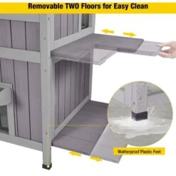 Aivituvin AIR14-1 Two Tier Wooden Cat House With Waterproof Roof & Door Flaps, Grey, Small 10 Aivituvin AIR14-1 Two Tier Wooden Cat House With Waterproof Roof & Door Flaps, Grey, Small -Pet Supplies Store 812750 PT2. AC SS1800 V1679591778
