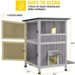 Aivituvin AIR14-1 Two Tier Wooden Cat House With Waterproof Roof & Door Flaps, Grey, Small 13 Aivituvin AIR14-1 Two Tier Wooden Cat House With Waterproof Roof & Door Flaps, Grey, Small -Pet Supplies Store 812750 PT5. AC SS1800 V1679591965