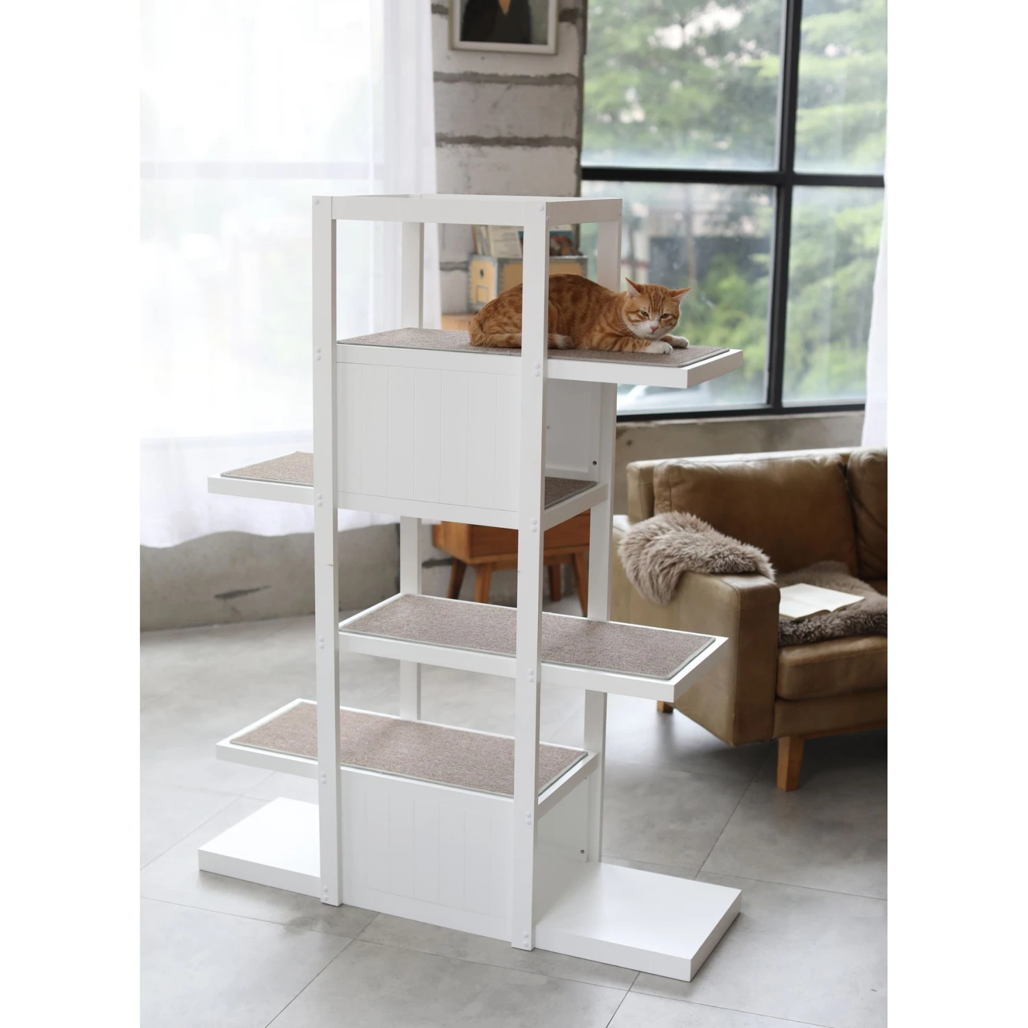 ZooVilla Bookshelf Cat Tree, White 3 ZooVilla Bookshelf Cat Tree, White - Image 2