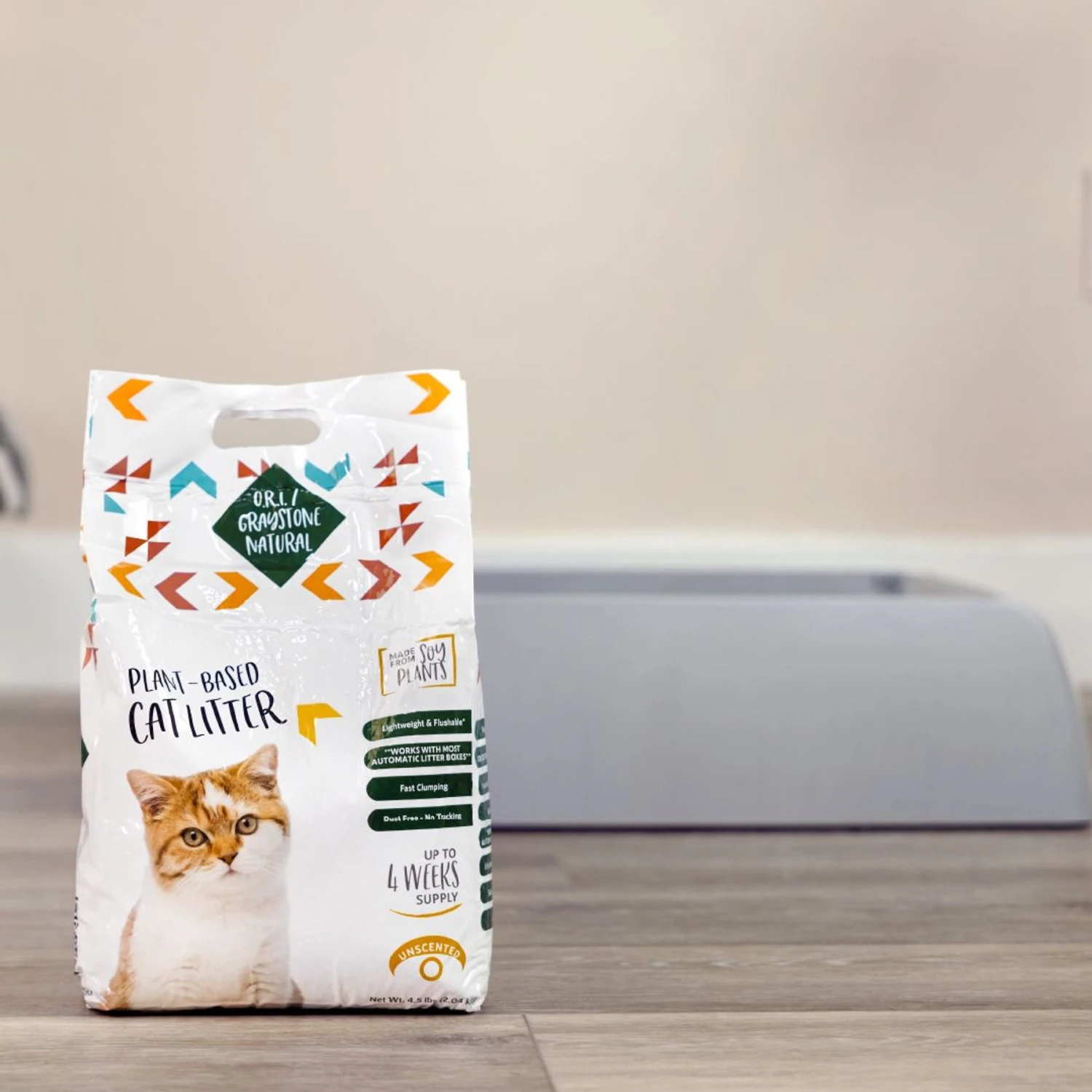 O.R.I./GRAYSTONE NATURAL Granular Tofu Cat Litter For Automatic Self-Cleaning Litter Box Robots, 4.5-lb Refill Bag 4 O.R.I./GRAYSTONE NATURAL Granular Tofu Cat Litter For Automatic Self-Cleaning Litter Box Robots, 4.5-lb Refill Bag - Image 2