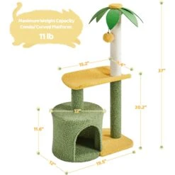 Yaheetech 37-in Coconut Palm Cat Tree, Small, Green & Yellow -Pet Supplies Store 871710 PT3. AC SS1800 V1686244438