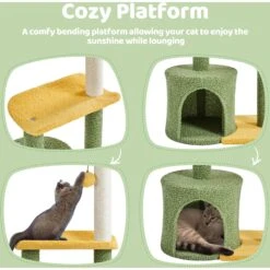 Yaheetech 37-in Coconut Palm Cat Tree, Small, Green & Yellow -Pet Supplies Store 871710 PT5. AC SS1800 V1686249557