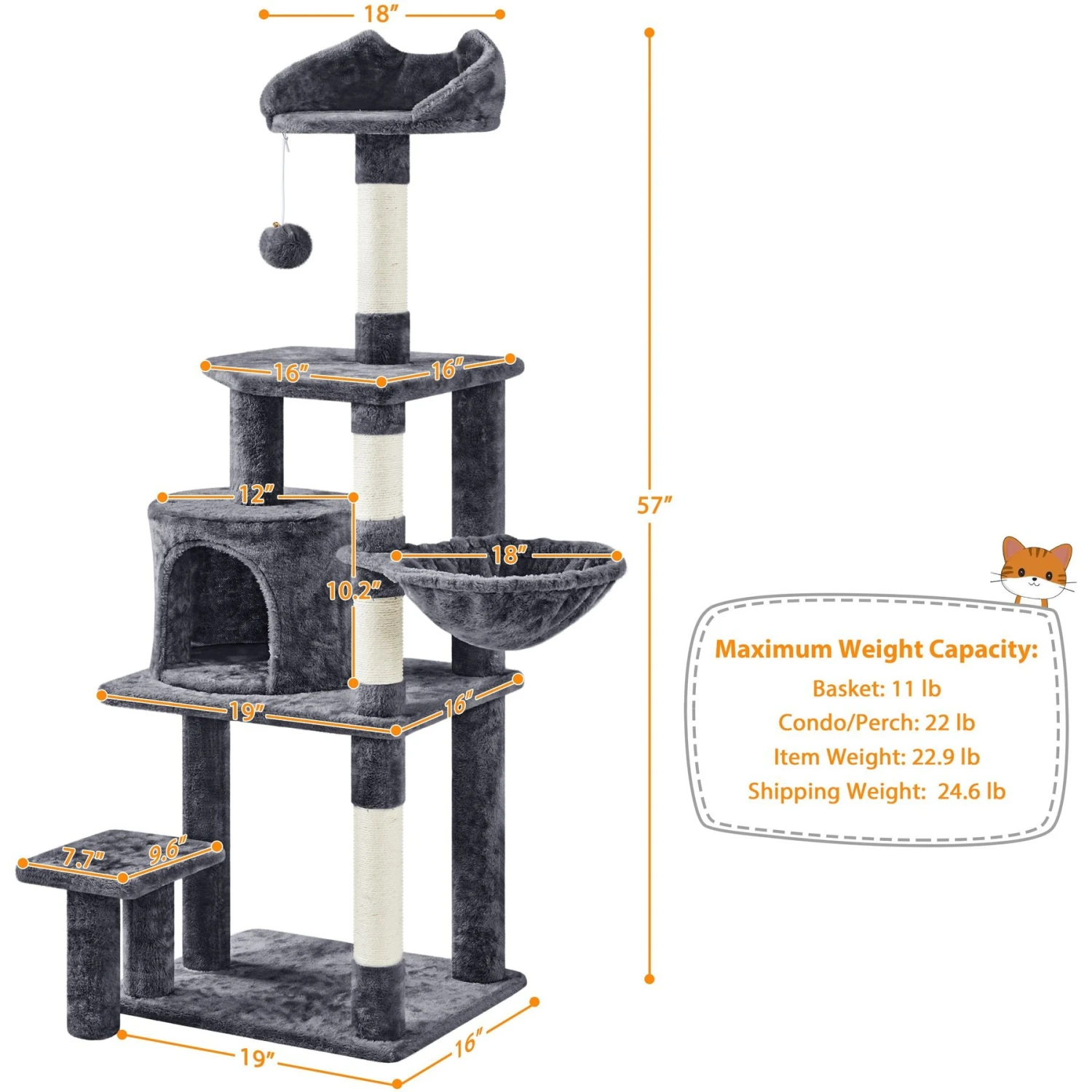 Yaheetech 57-in Cat Tree For Indoor Cats 6 Yaheetech 57-in Cat Tree For Indoor Cats - Image 4
