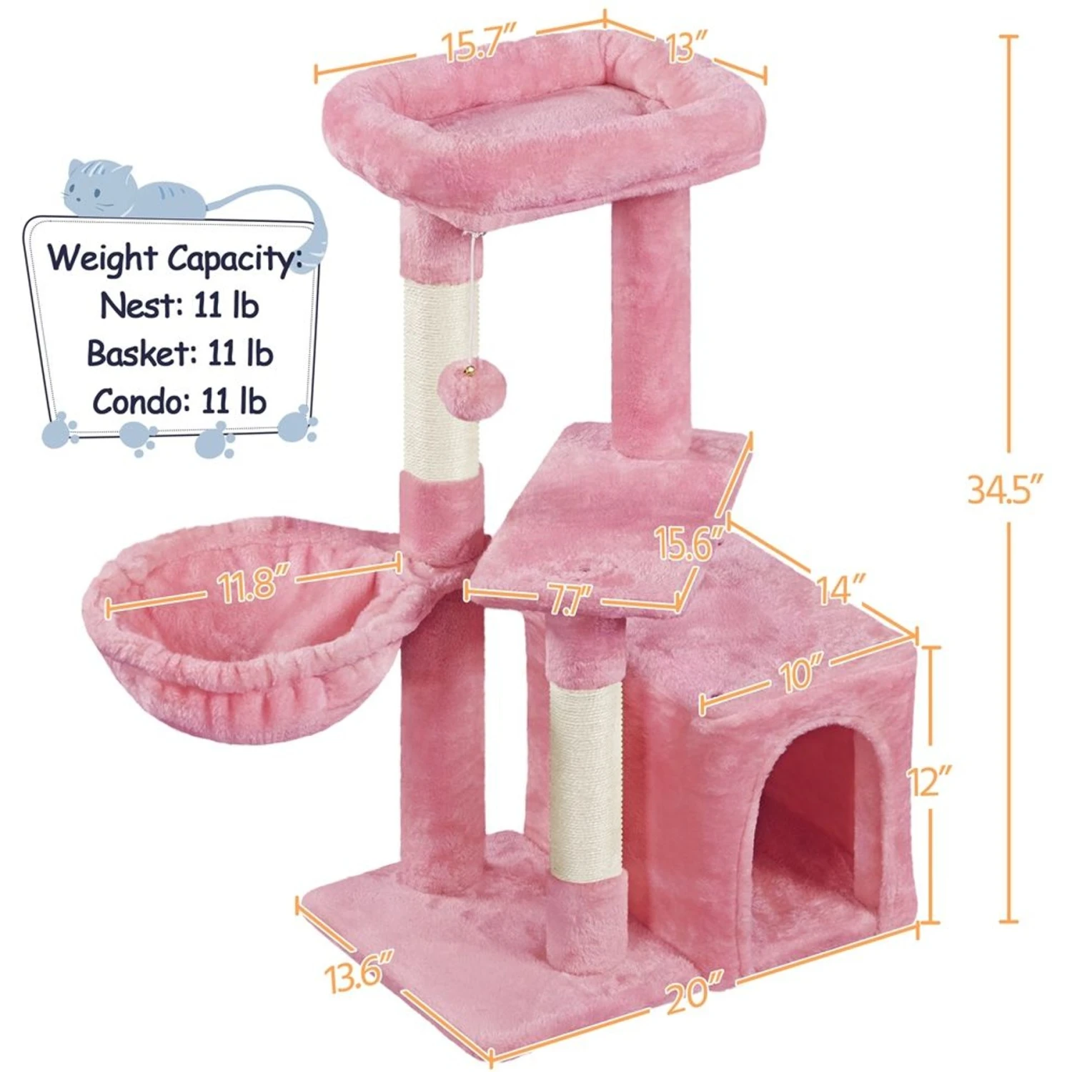 Yaheetech 34.5-in Plush Cover Cat Tree 5 Yaheetech 34.5-in Plush Cover Cat Tree - Image 3