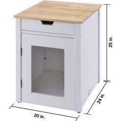 TRINITY 20-in Enclosure End Table With Drawer Cat Litter Box, White, Small 14 TRINITY 20-in Enclosure End Table With Drawer Cat Litter Box, White, Small -Pet Supplies Store 940742 PT3. AC SS1800 V1692303038