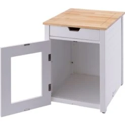 TRINITY 20-in Enclosure End Table With Drawer Cat Litter Box, White, Small 18 TRINITY 20-in Enclosure End Table With Drawer Cat Litter Box, White, Small -Pet Supplies Store 940742 PT7. AC SS1800 V1692301058