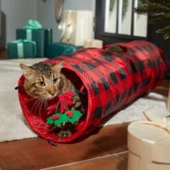 Frisco Holiday Buffalo Plaid Foldable Play Tunnel Cat Toy With Catnip & Frisco Holiday Festive Red Variety Pack Gift Box Cat Toy With Catnip, 14 Count -Pet Supplies Store 986262 PT4. AC SS1800 V1698258115